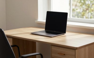 Desk for Home Office With Drawers: File, Fabric and Shelf Storage
